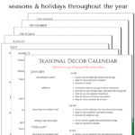 Seasonal decorating schedule printable sheets