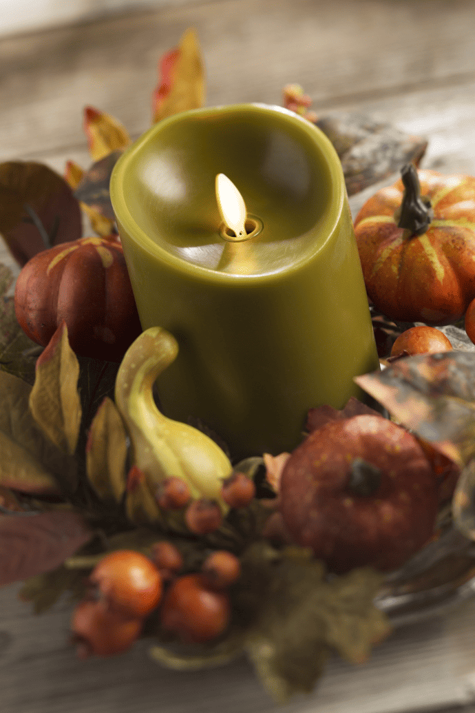 Fall candle decorating ideas using a candle ring