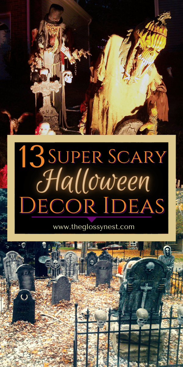 Scary ways to decorate your house for Halloween with monster figurines, spooky graveyard decorations