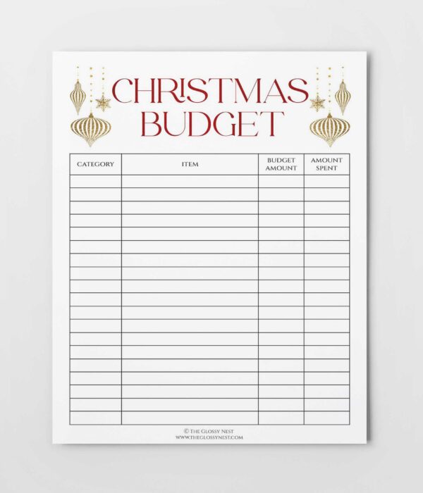 Christmas budget printable