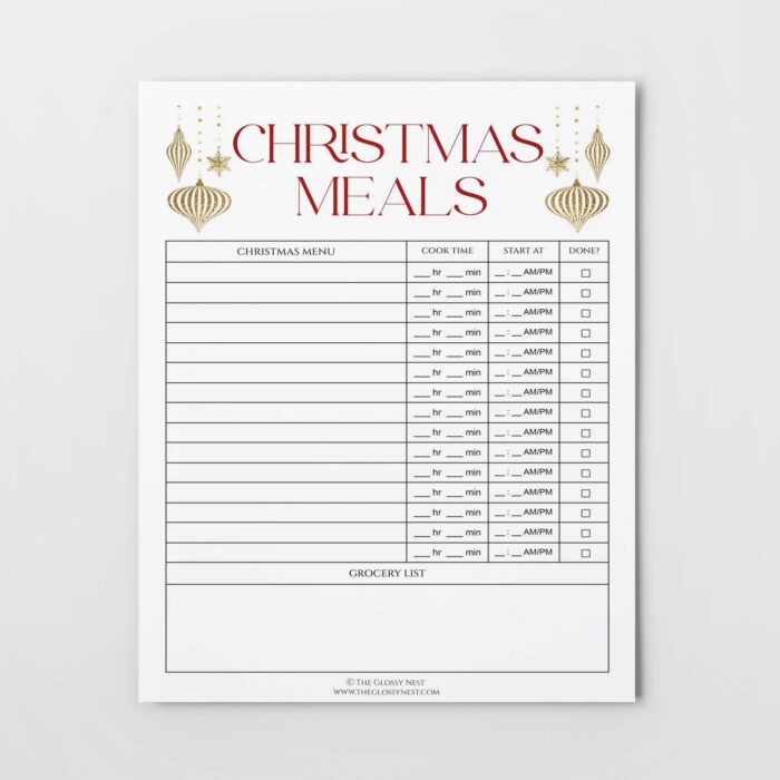 {Free Printable!} Christmas Meal Planner Printable to Prep a Feast