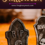 Halloween decorating ideas for a front yard with fake tombstones