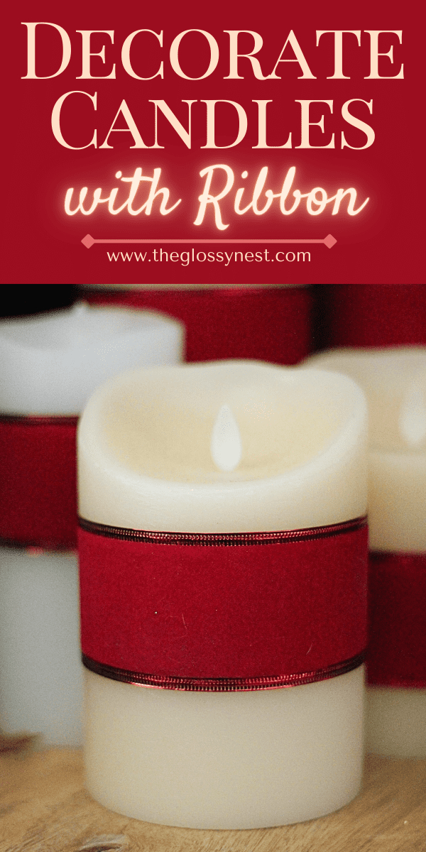 How to decorate a candle with red ribbon