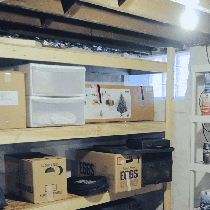 Storing Christmas decorations in a basement