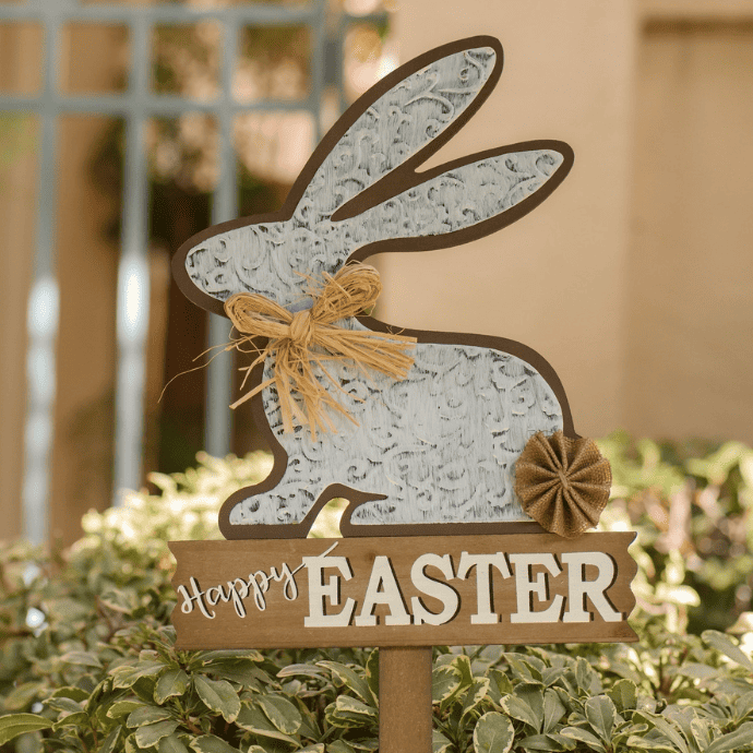 Happy Easter sign with Easter bunny