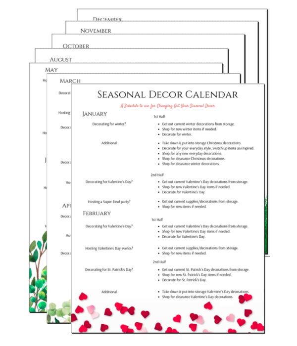 Free Seasonal Decorating Schedule Printable