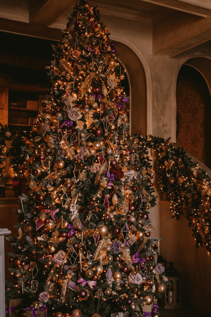 Purple and gold elegant Christmas tree