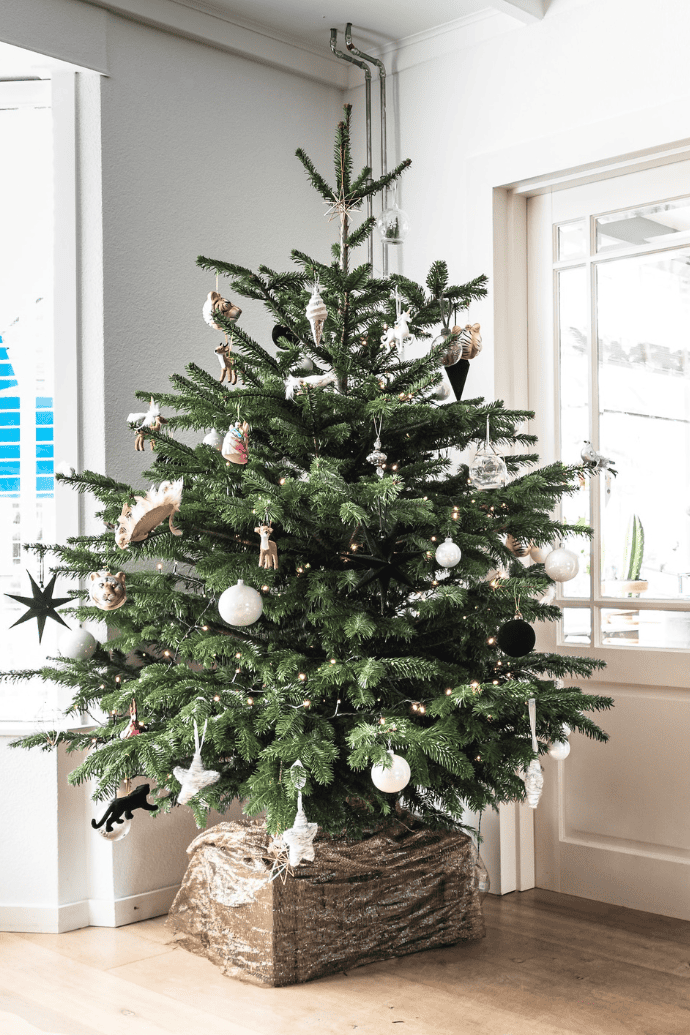 Christmas tree with rustic ornaments