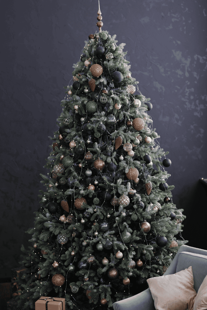 Christmas tree with rustic ornaments