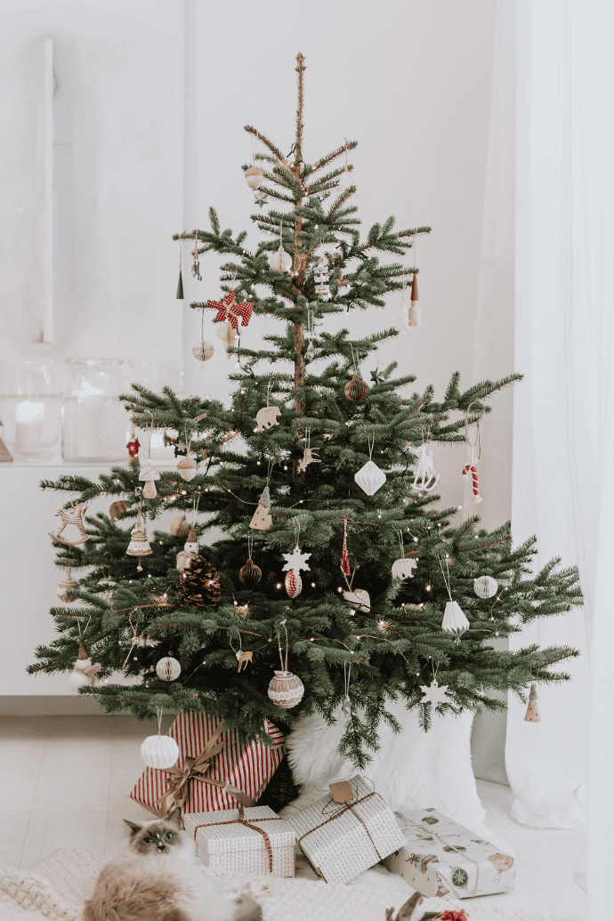 Christmas tree with rustic ornaments