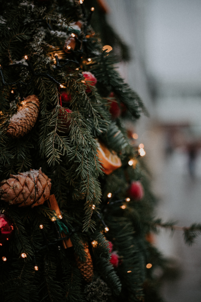 Christmas tree with rustic ornaments