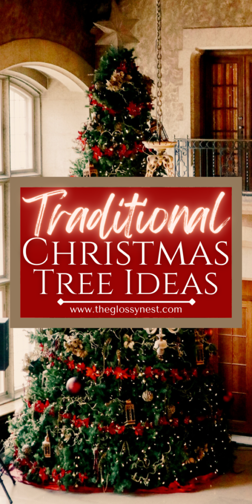 traditional christmas tree with red ornaments