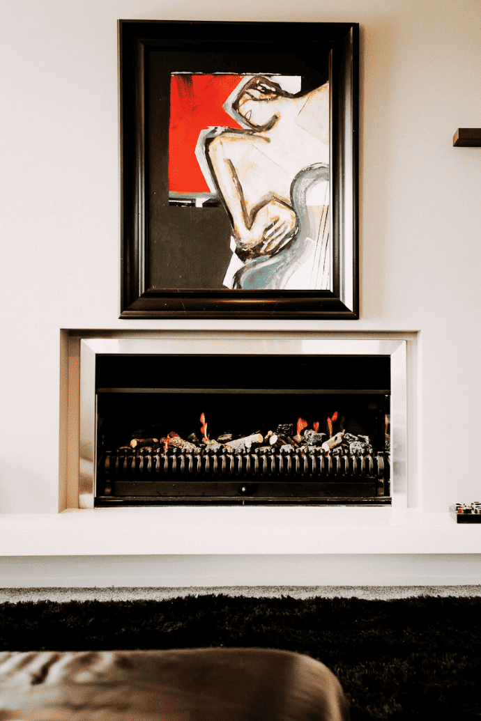 electric fireplace insert with artwork