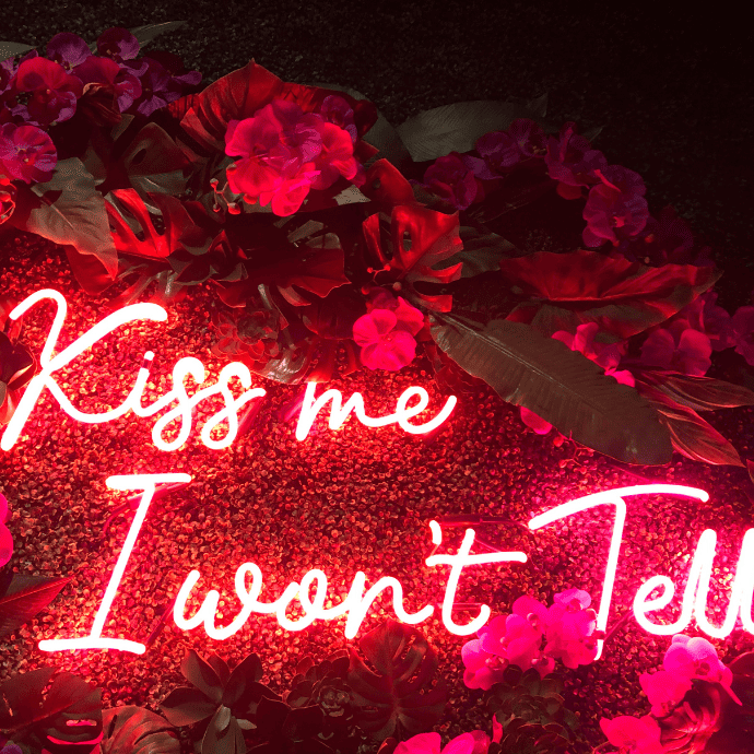 wedding neon sign quote with kiss me I won't tell