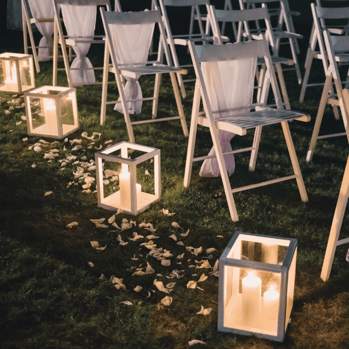 DIY wedding lanterns for aisle with candles