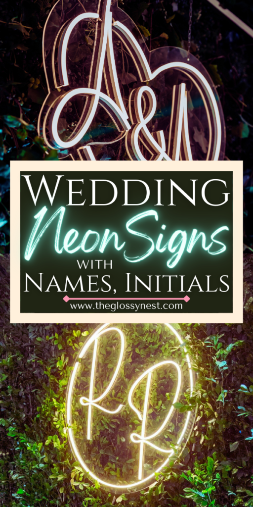 wedding neon signs with names, initials