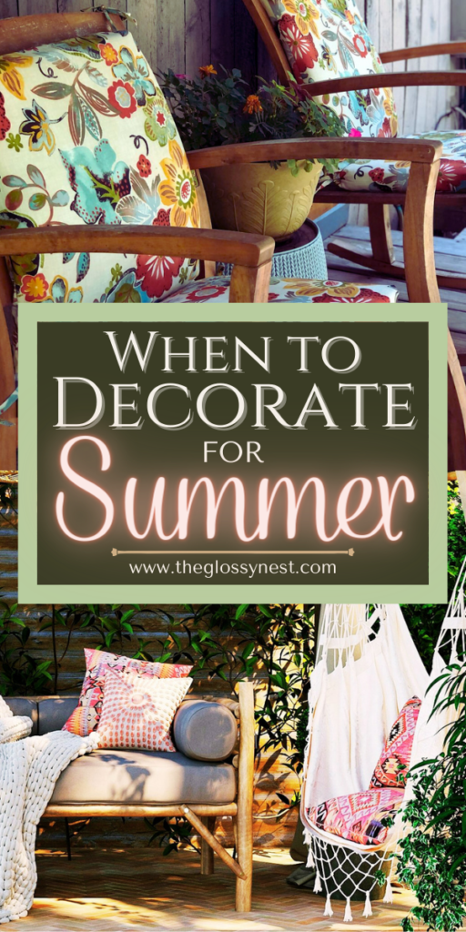 when to decorate for summer with outdoor patio furniture, colorful cushions