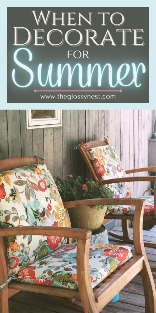 when to decorate for summer with colorful outdoor furniture for front porch