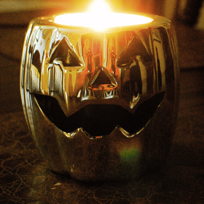 silver jack o lantern candle holder