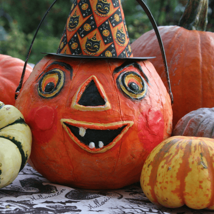 vintage halloween jack-o-lantern outside