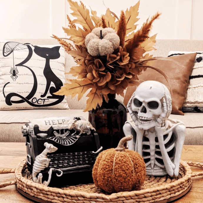 farmhouse halloween decor for living room coffee table centerpiece