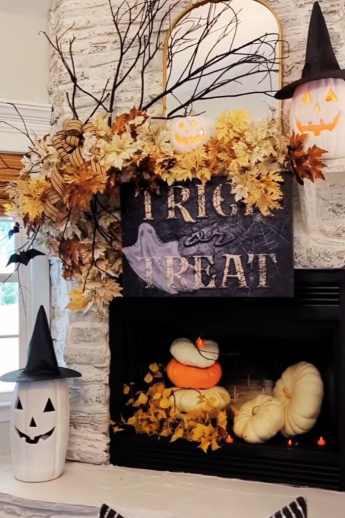 farmhouse halloween mantel & fireplace decorations